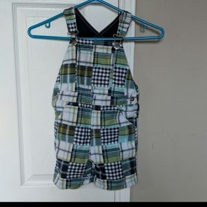 Gymboree Plaid Patchwork Overall Shorts Size 3T